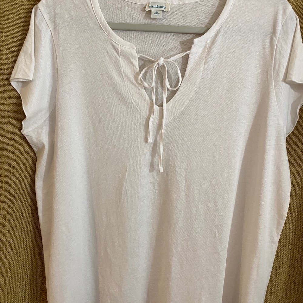 Sundance tie front cotton blend top XL